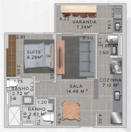 Imagem APARTAMENTO COM 53.17 m² - REAL - PRAIA GRANDE SP