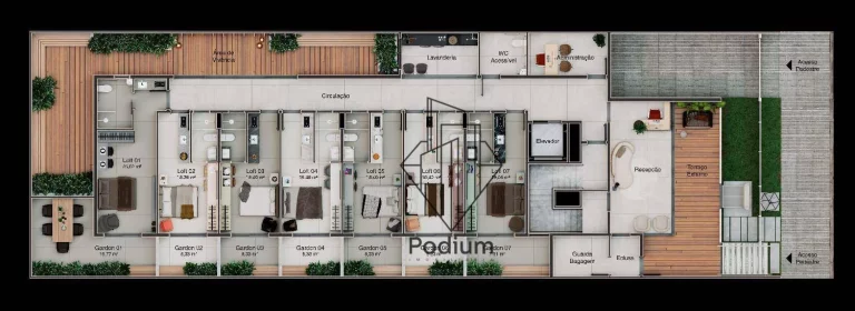Imagem Flats Studio térreo com área privativa a 230m da praia do Bessa / Jardim Oceania - FL0643
