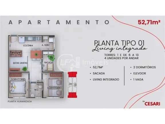 Imagem Apto com 2 quartos - Região da Orla