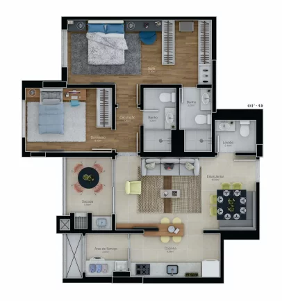 Imagem Apartamento 2 dormitórios(2 suítes), 87,14m2 - Bairro Agronômica - Florianópolis/SC