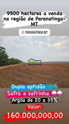 Imagem 9.500 hectares dupla aptidão em Paratinga-MT