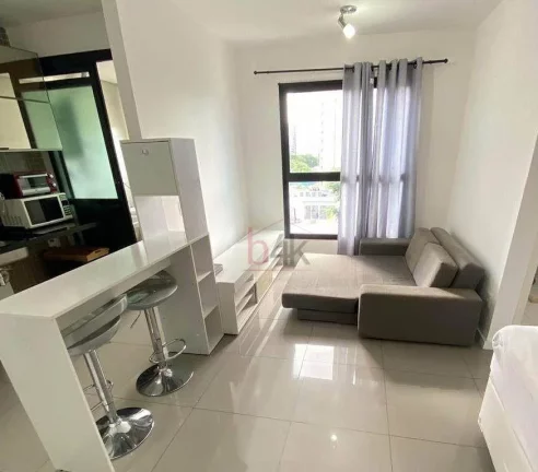 Imagem Studio mobiliado à venda no Brooklin , 31m², 1 vaga. Oportunidade para investidor: já alugado!