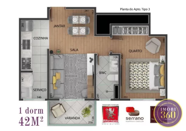 Imagem APTOS EM OBRAS ANALIA FRANCO, 52 MTS, 2 DORMS, 1 VG 432.000,00