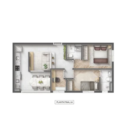 Imagem Apartamento - 56M², 3 Dorms, 1 Suíte, 1 Vaga.