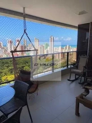 Imagem Vendo apto de luxo, com moveis planejados e vista definitiva para o mar, com 201 m2, varanda, 4 suítes e DCE