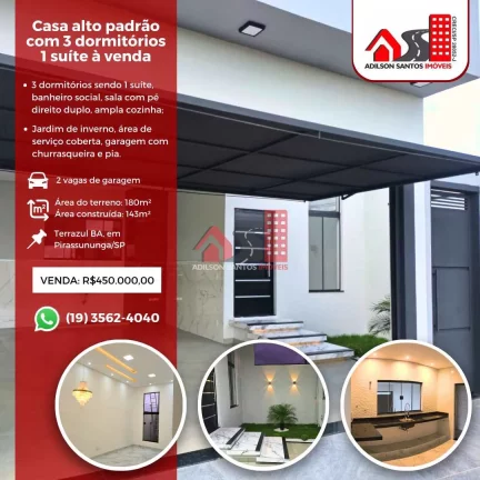 Casa com 3 dorms, Terrazul BA, Pirassununga - R$ 450 mil, Cod: 114