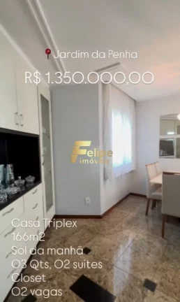 Imagem BELÍSSIMA CASA TRIPLEX DE 03 QUARTOS, SENDO 01 SUÍTE, SOL DA MANHÃ, À VENDA EM JARDIM DA PENHA, VITÓRIA/ES!