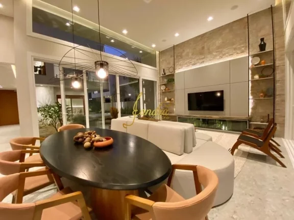 Imagem Sobrado condomínio fechado, com 04 suítes e SPA mobiliado e decorado