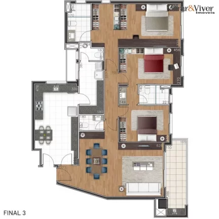 Imagem Apartamento para Venda em Curitiba, Juvevê, 3 dormitórios, 3 suítes, 4 banheiros, 3 vagas