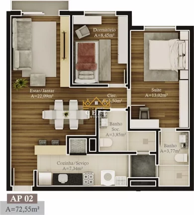 Imagem Apartamento com 2 Dormitorio(s) localizado(a) no bairro Prinstrop em Gramado / RIO GRANDE DO SUL Ref.:1441