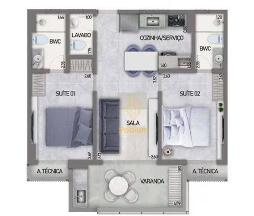 Imagem Apartamentos com varanda/ sacada gourmet pé na areia na praia Formosa / Cabedelo - AP0832