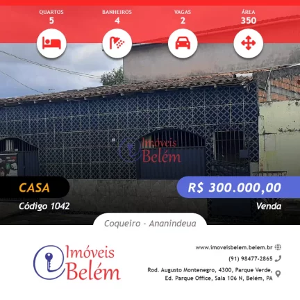 Imóveis Belém vende casa no Guajará I