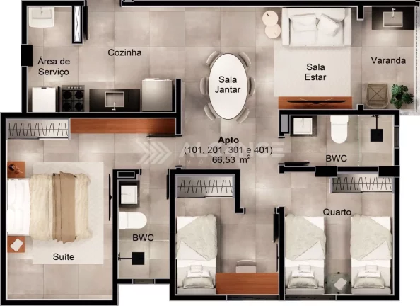 Imagem Apto- 2 Quartos- 1 Suite- 54,86m² - Intermares, Cabedelo/PB