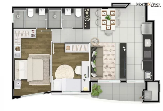 Imagem Apartamento para Venda em Curitiba, Alto da Glória, 2 dormitórios, 1 suíte, 2 banheiros, 1 vaga