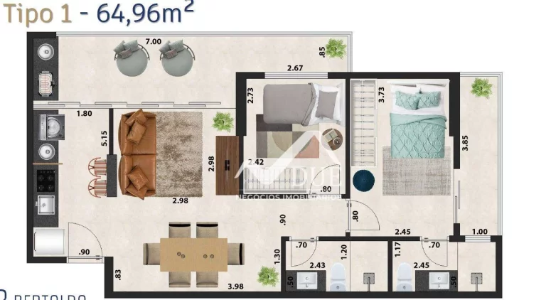 Imagem Apartamento com 2 quartos c/ lazer à venda, 64 m² por R$ 531.000 - Marapé - Santos/SP