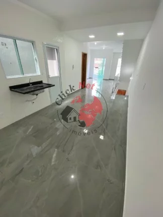 Imagem Sobrado Novo,estuda permuta até 50% ,3 dorms , 1 suíte, sacada,área gourmet com churrasq , 3 vagas ,bairro Vila Humaitá em Santo André