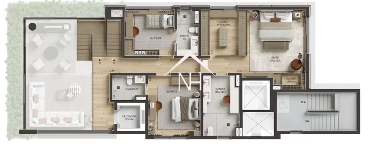 Imagem Triplex no Jardins de 438m c/Hall privativo,4 suítes, amplo living c/ terraço integrado, 4 vagas, piscina privativa, brinquedoteca, academia