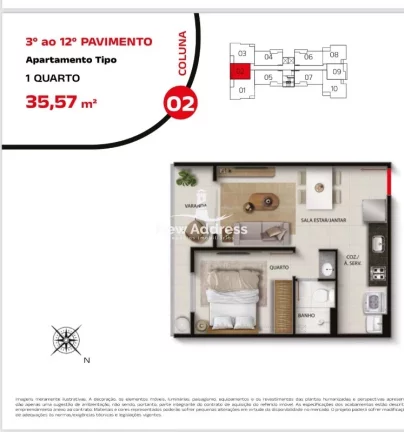 Imagem Apartamento à venda em Vila Velha-ES, Coqueiral de Itaparica: 1 quarto, 1 sala, 1 vaga e 35,57m² de área. Venha conferir!