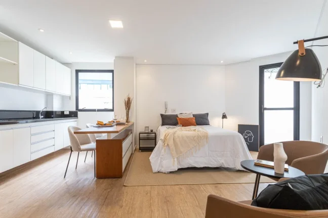 Imagem Apartamento 30M², 1Q, 1 Banheiro, 1 Vaga, Piscina, Academia, Churrasqueira, Salão de Festas.