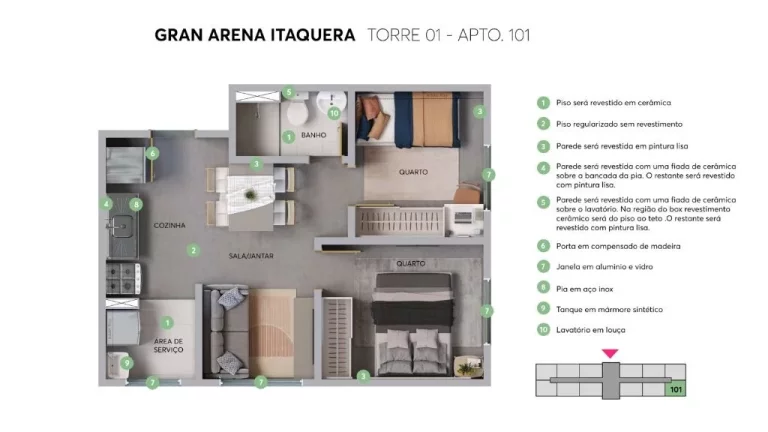 Imagem Apartamento com 2 dormitórios à venda, por R$ 280.000 - Ao lado da ARENA do CORINTHIANS