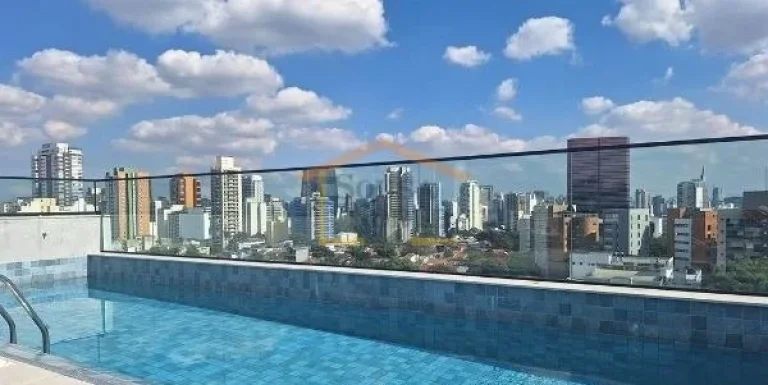 Imagem Apartamento de 28m² com 1 dormitório, banheiro, sala e cozinha integradas, varanda com vista e sol...