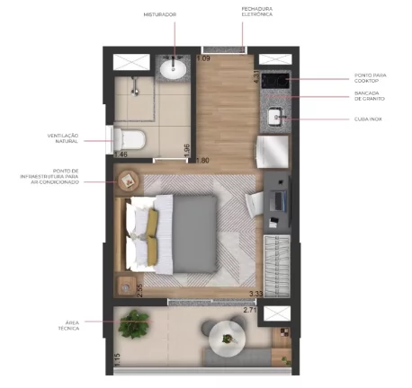 Imagem Imóvel com 1 Quarto à Venda, 22 m² em Pinheiros - São Paulo