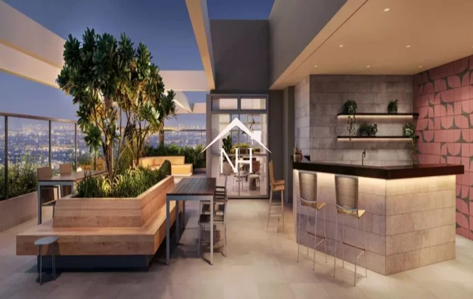 Imagem studio de 26m em Indianópolis com terraço gourmet,bicicletário,lavanderia,coworking,fitness,piscina,pet place,espaço gourmet,lareira,yoga,skybar