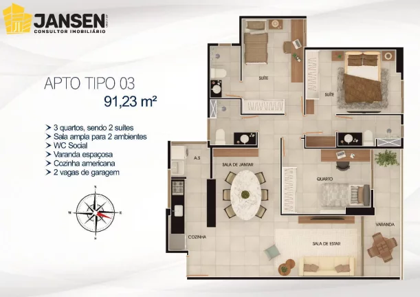 Imagem APARTAMENTOS COM 02 OU 03 QUARTOS E ATÉ 02 SUÍTES EM MANAÍRA.