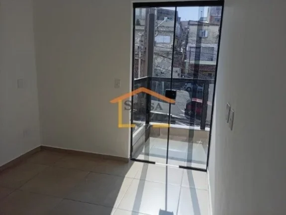 Imagem Apartamento com 44,61m², 2 dormitórios, banheiro, sala com varanda, cozinha e área de serviço. O...