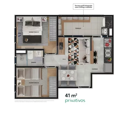 Imagem Apartamento à venda com 2 quartos no condomínio Residencial Mônaco, Cotia - SP