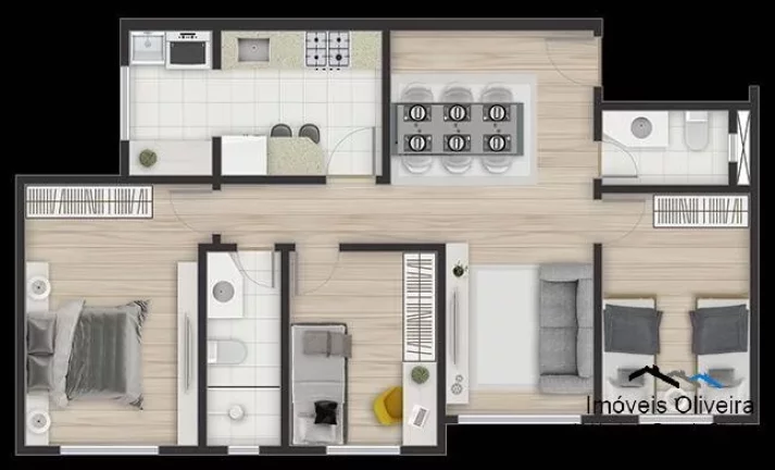 Imagem Apartamento - Residencial Brandenburg - com 2 dormitórios, 64m² Privativa