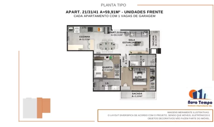 Imagem Apartamento para Venda em São José dos Pinhais, Afonso Pena, 2 dormitórios, 1 suíte, 2 banheiros, 1 vaga