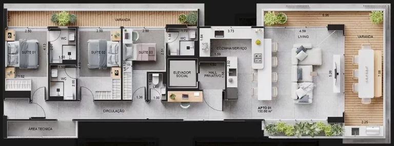 Imagem APARTAMENTO COM 150.66 m² - BOQUEIRÃO - PRAIA GRANDE SP