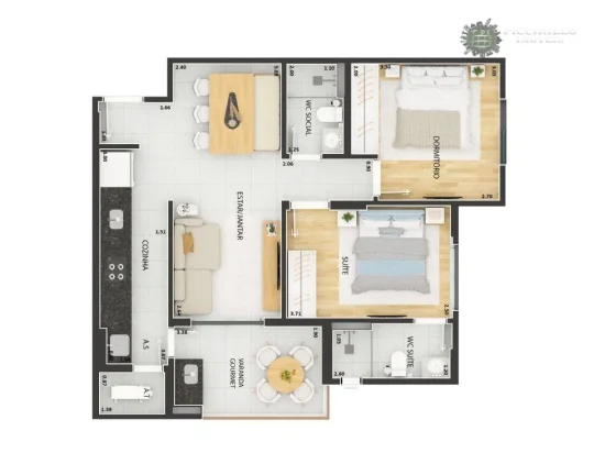 Imagem Apartamento com 2 dormitórios à venda, 65 m² por R$ 535.000,00 - Vila Guilhermina - Praia Grande/SP