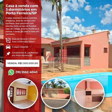 Casa de Condomínio com 3 dorms, Centro, Porto Ferreira - R$ 1.3 mi, Cod: 173