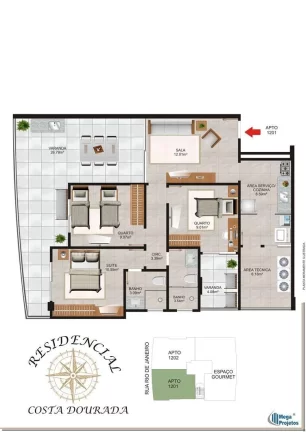 Imagem Apartamento Alto Padrão, 02 Quartos, 01 Suite, 02 Vagas de Garagem, Area de Lazer Completa, Quadro do Mar, Praia do Morro, Guarapari - ES