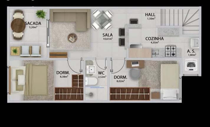 Imagem CASA COM 54.55 m² - BOQUEIRAO - PRAIA GRANDE SP