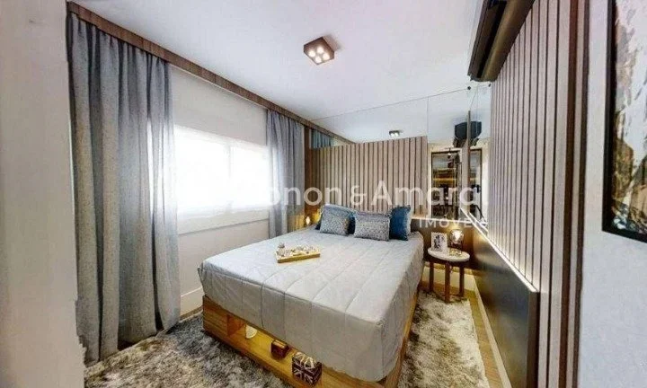 Imagem Apartamento moderno, com living integrado à cozinha e à varanda gourmet com churrasqueira, lavabo,...