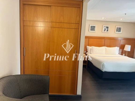 Imagem Flat disponível para venda no Meliá Jardim Europa no Itaim Bibi, com 35m², 1 dormitório e 1 vaga de garagem