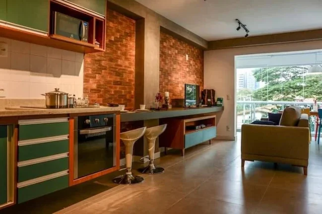 Imagem Apartamento novo. Lindo studio de 52M² - Brooklin. Mobiliado com moderna decoração. Possui vaga de garagem.