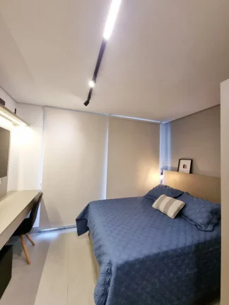 Imagem Apartamento 24M², 1Q, 1 Banheiro, Academia, Churrasqueira, Espaço Gourmet, Coworking, Coliving, Lavanderia Coletiva, Rooftop, Fechadura Eletrônica.