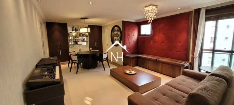 Imagem Duplex de 228m com 4 suítes com varanda, 4 vagas, piscina aquecida, espaço gourmet, academia, playground, ofurô, sauna, área verde