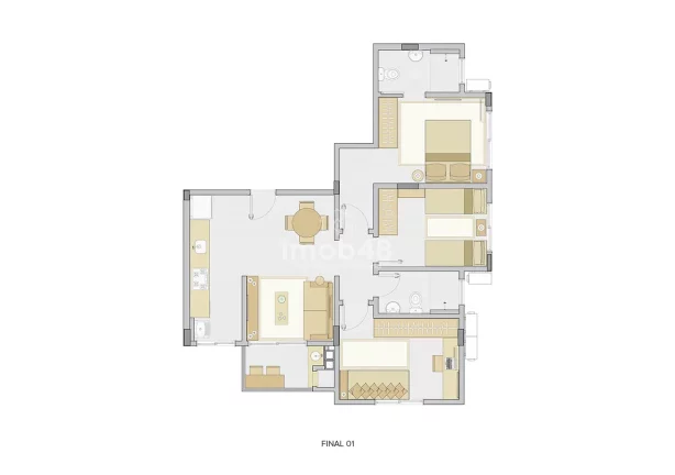 Imagem Apartamento em Nova Palhoça - Palhoça: 69m², 3 quartos, 2 banheiros.