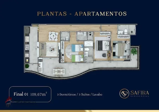 Imagem Cobertura com 3 dormitórios à venda, 149 m² por R$ 1.644.280,00 - Vila Guilhermina - Praia Grande/SP