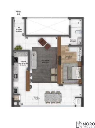 Apartamento à venda de 1 dormitório perto da UFN