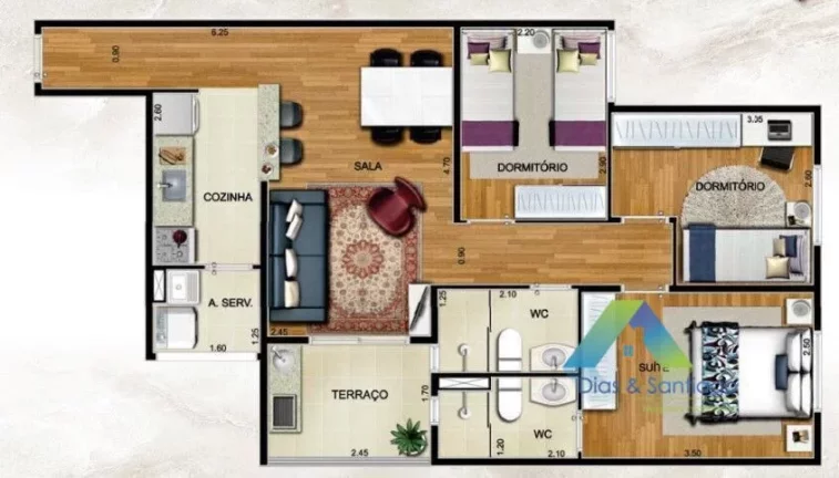 Imagem Apartamento a venda 03 quartos com 71m - Jd Santa Cruz - Sacomã