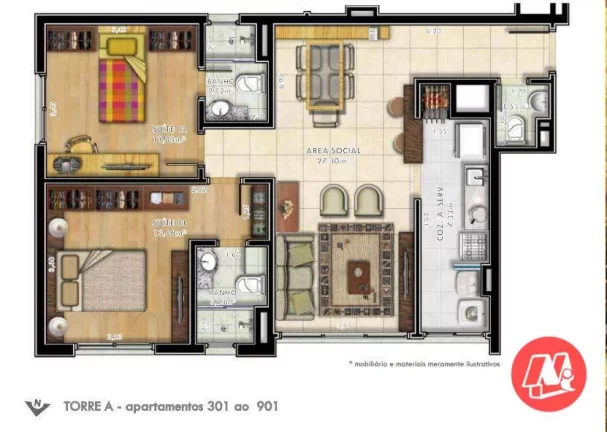 Imagem No Passo da Areia, 2 suites, 2 vagas e infraestrutura.