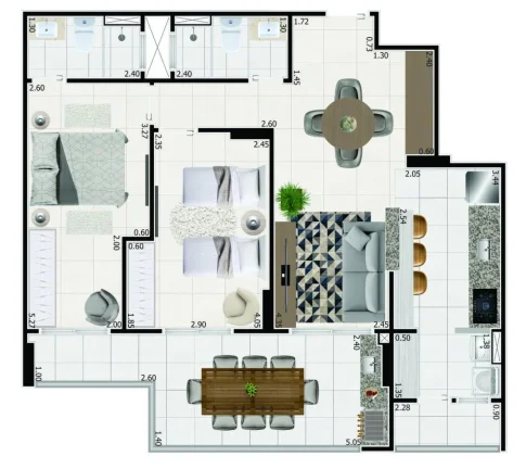 Imagem Apartamento para Venda em Mongaguá, Vila São Paulo, 3 dormitórios, 1 suíte, 1 banheiro, 2 vagas