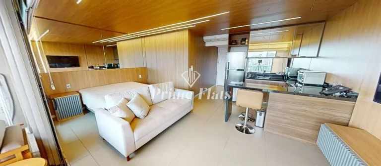 Imagem Flat disponível para locação no VHouse Faria Lima, com 46m², 1 dormitório e 1 vaga
