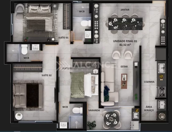 Imagem Apto - 2 Quartos - 1 Suíte - 56,16m² - Intermares, Cabedelo/PB